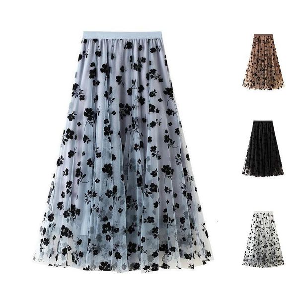 skirts flocking net yarn skirt women's spring and summer high waist floral pleated retro a-line umbrella 6bhk, Black
skirts flocking net yarn skirt women's spring and summer high waist floral pleated retro a-line umbrella 6bhk, Black