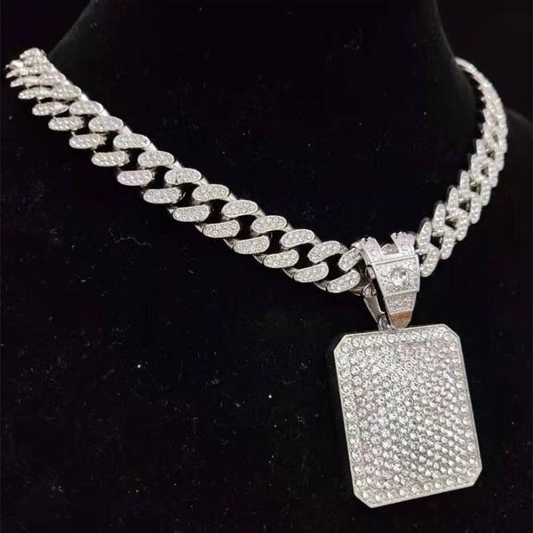 pendant necklaces men women hip hop dog tag necklace with 13mm miami cuban chain iced out bling hiphop fashion charm jewelry, Silver
pendant necklaces men women hip hop dog tag necklace with 13mm miami cuban chain iced out bling hiphop fashion charm jewelry, Silver