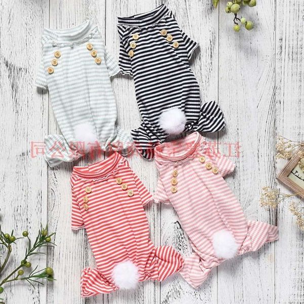 the dog clothes thin and summer four leg stripes pet dog cat clothes spring teddy 
the dog clothes thin and summer four leg stripes pet dog cat clothes spring teddy