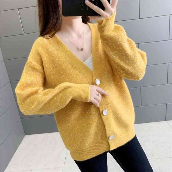 autumn and winter loose lazy cardigan sweater jacket women all-match knitted 210427, White;black
autumn and winter loose lazy cardigan sweater jacket women all-match knitted 210427, White;black