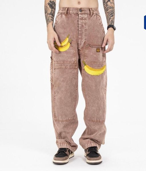 men's jeans fashion brand banana embroidery casual loose multi-pocket cargo pants trousers, Blue
men's jeans fashion brand banana embroidery casual loose multi-pocket cargo pants trousers, Blue