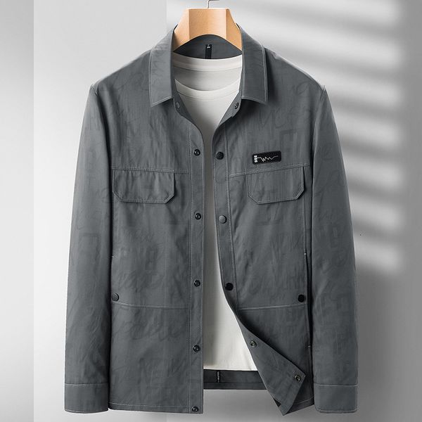 2021 spring / summer casual et young men's lapel long sleeve slim trend, Black