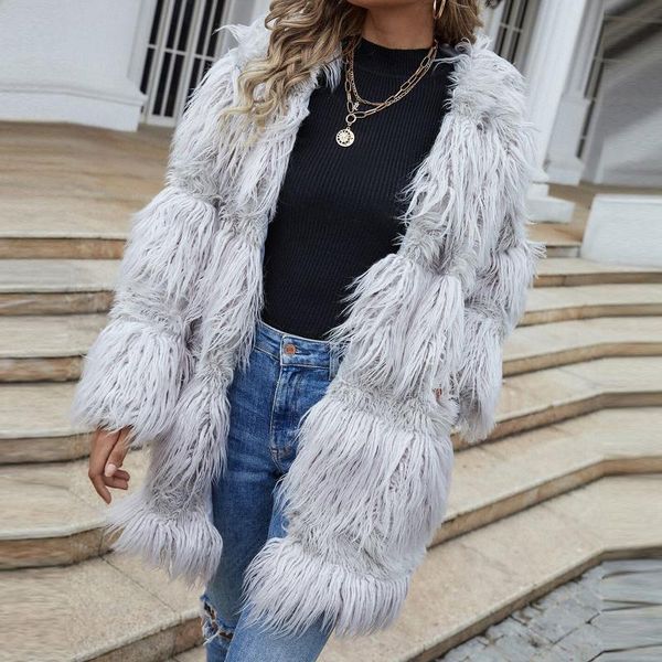 women's fur & faux women winter coat long sleeve jackets fur-grass woman jacket mujer outerwear elegant thick autumn, Black
women's fur & faux women winter coat long sleeve jackets fur-grass woman jacket mujer outerwear elegant thick autumn, Black