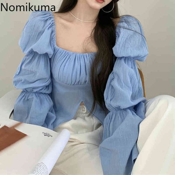 nomikuma square collar elegant shirts solid color long sleeve chic blouses women split design french style blusas mujer 210514, White
nomikuma square collar elegant shirts solid color long sleeve chic blouses women split design french style blusas mujer 210514, White