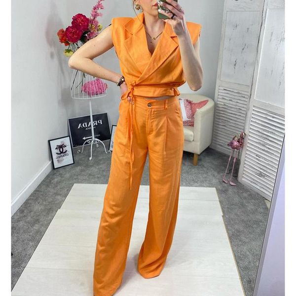 women's two piece pants katara casual summer suits women fashion notched short sleeveless suit elegant full length female ladies, White
women's two piece pants katara casual summer suits women fashion notched short sleeveless suit elegant full length female ladies, White
