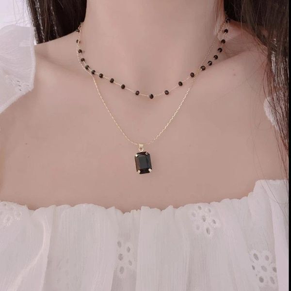 pendant necklaces u-magical simple style double-layer black rhinestone necklace for women luxury beaded metallic jewelry gift, Silver
pendant necklaces u-magical simple style double-layer black rhinestone necklace for women luxury beaded metallic jewelry gift, Silver