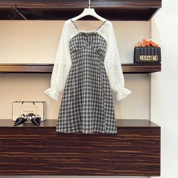 casual dresses yanueun womens plus size lace up square collar back zipper patchwork plaid long sleeve knee length a-line dress for lady, Black;gray
casual dresses yanueun womens plus size lace up square collar back zipper patchwork plaid long sleeve knee length a-line dress for lady, Black;gray