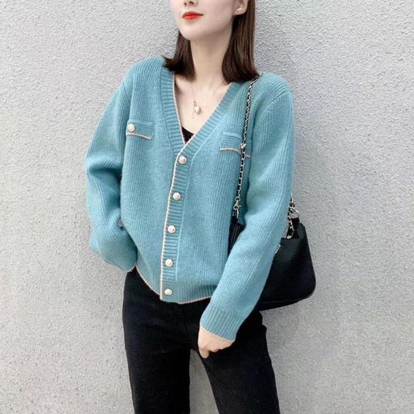 women's sweaters short cardigan with a v-collar, loose coat for fall and winter white wool women hwju, White;black
women's sweaters short cardigan with a v-collar, loose coat for fall and winter white wool women hwju, White;black