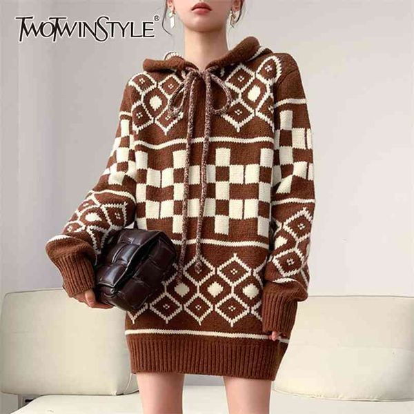 vintage print patchwork sweater for women hooded collar long sleeve hit color casual knitted female fashion 210524, White;black
vintage print patchwork sweater for women hooded collar long sleeve hit color casual knitted female fashion 210524, White;black