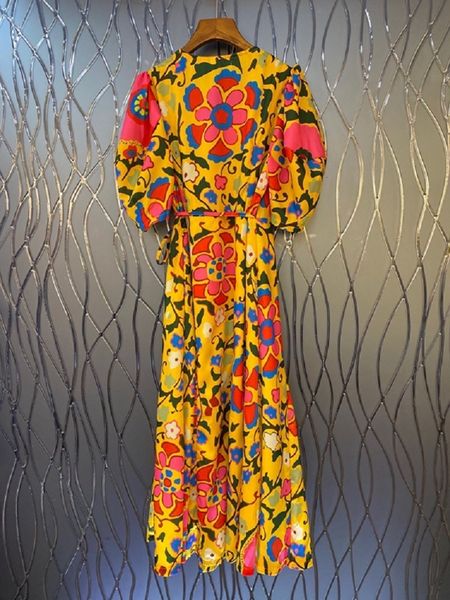 dress est fashion designer women v-neck yellow floral print puff sleeve mid-calf party casual dress sun, Black;gray
dress est fashion designer women v-neck yellow floral print puff sleeve mid-calf party casual dress sun, Black;gray