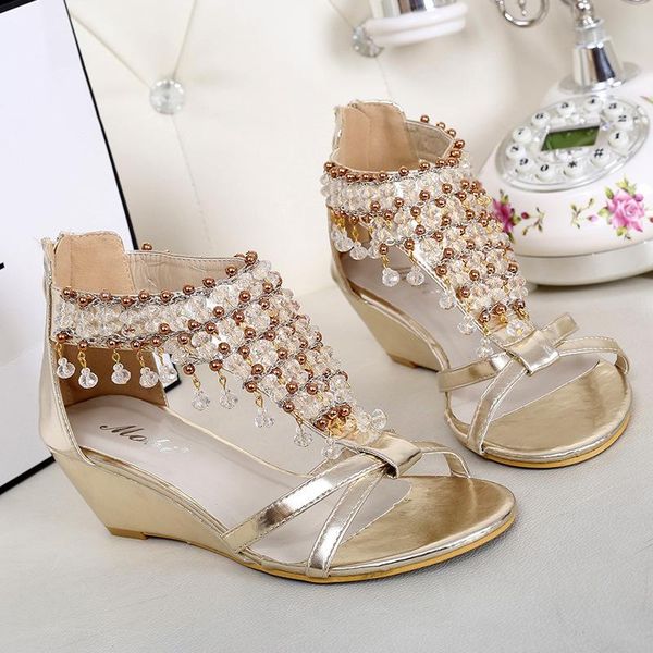dress shoes shiny pendants flash crystal gladiator sandals wedges back zip platform woman summer beaded ethnic sandalia feminina 2021, Black
dress shoes shiny pendants flash crystal gladiator sandals wedges back zip platform woman summer beaded ethnic sandalia feminina 2021, Black