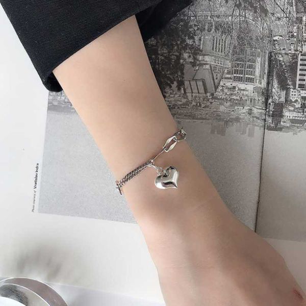 link, chain ins retro solid heart pendant ot buckle bracelet for women men trendy hip hop party gift fine jewelry sab358, Black
link, chain ins retro solid heart pendant ot buckle bracelet for women men trendy hip hop party gift fine jewelry sab358, Black
