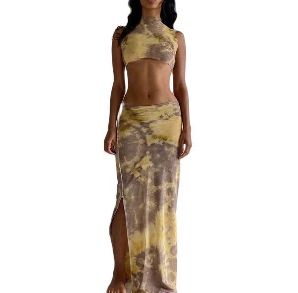 print knitting strechy beach two womens dresses piece sets sleeveless tank high waist split long skirts tracksuit outfit, White
print knitting strechy beach two womens dresses piece sets sleeveless tank high waist split long skirts tracksuit outfit, White