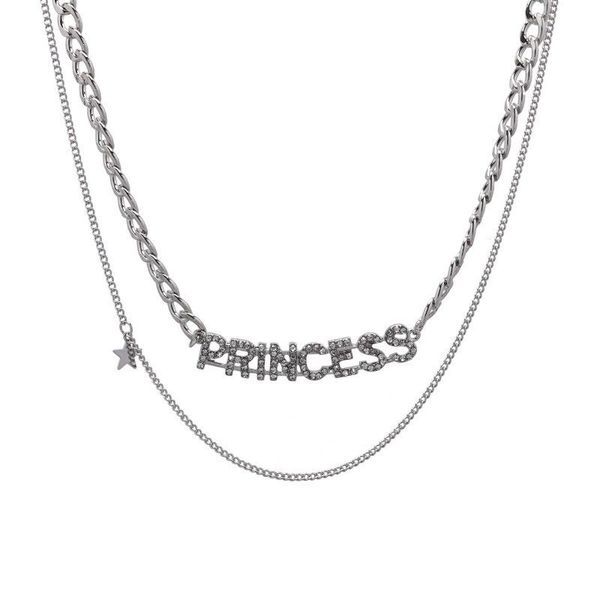 chains potcet korea 2021 fashion women's double star letter necklace hip hop jewelry, Silver
chains potcet korea 2021 fashion women's double star letter necklace hip hop jewelry, Silver