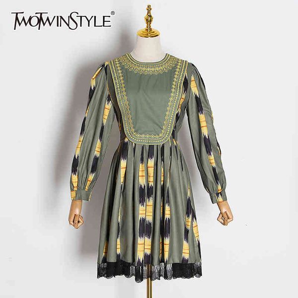 twotwinstyle hit color patchworklace women's dress o neck long sleeve high waist printed dresses female fashion clothing 210517, Black;gray
twotwinstyle hit color patchworklace women's dress o neck long sleeve high waist printed dresses female fashion clothing 210517, Black;gray