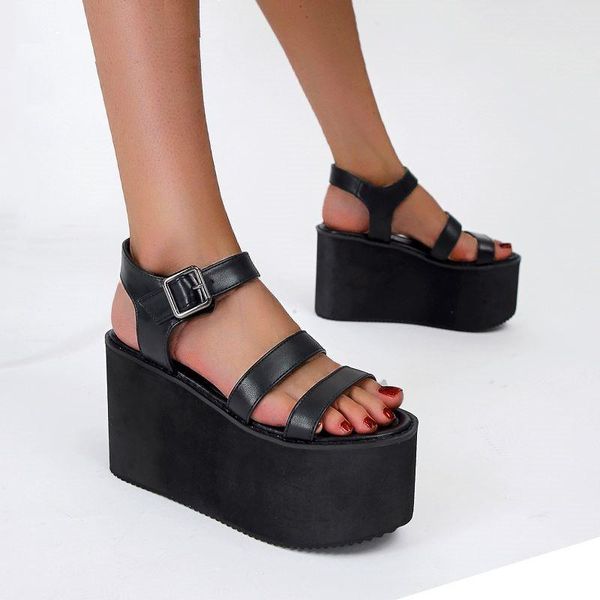 dress shoes pxelena vintage rome women thick sole wedge high platform gladiator sandals 2021 summer punk rock gothic street, Black
dress shoes pxelena vintage rome women thick sole wedge high platform gladiator sandals 2021 summer punk rock gothic street, Black