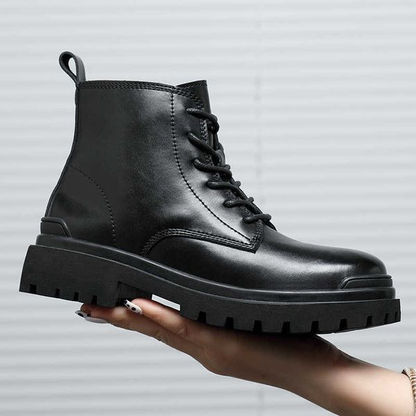 men's leather boots autumn winter fashion leisure high martin british couple chelsea, Black
men's leather boots autumn winter fashion leisure high martin british couple chelsea, Black