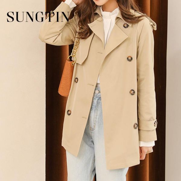 women's trench coats sungtin elegant turn down collar sashes female double breasted fashion outwear korean black windbreaker for women, Tan;black
women's trench coats sungtin elegant turn down collar sashes female double breasted fashion outwear korean black windbreaker for women, Tan;black