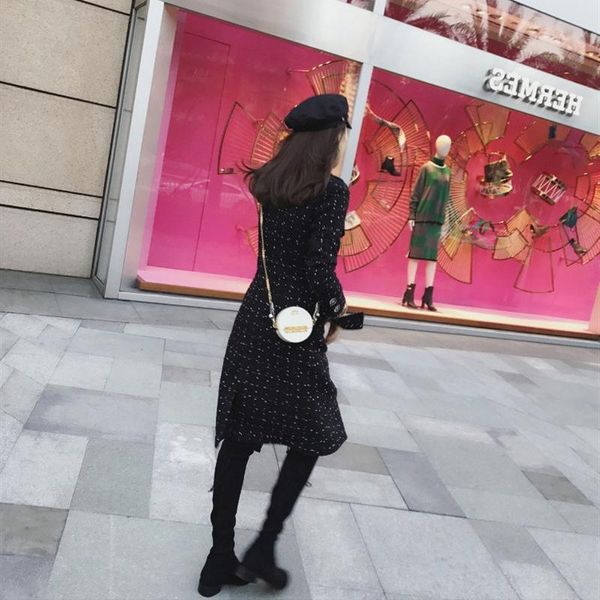 women's wool & blends autumn and winter 2021 korean version celebrity small fragrance medium length tweed coat slim woolen, Black
women's wool & blends autumn and winter 2021 korean version celebrity small fragrance medium length tweed coat slim woolen, Black