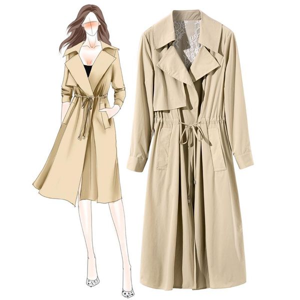 mid long waist tie thin women's boutique windbreaker 972402 trench coats, Tan;black
mid long waist tie thin women's boutique windbreaker 972402 trench coats, Tan;black