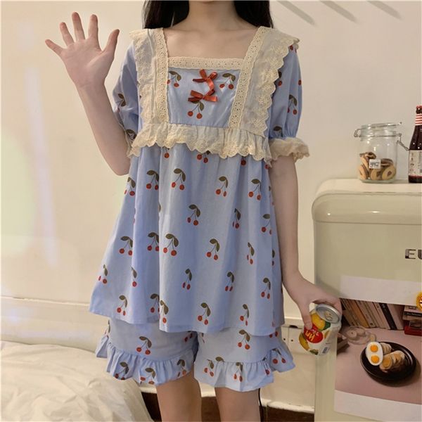Women's Sleepwear Japanese Sweet Soft Girly Tracksuit Suit Girl Pajamas Home Service Summer Square Collar Cartoon Print Gauze Woman Clothing 28LU, Black;red
Women's Sleepwear Japanese Sweet Soft Girly Tracksuit Suit Girl Pajamas Home Service Summer Square Collar Cartoon Print Gauze Woman Clothing 28LU, Black;red