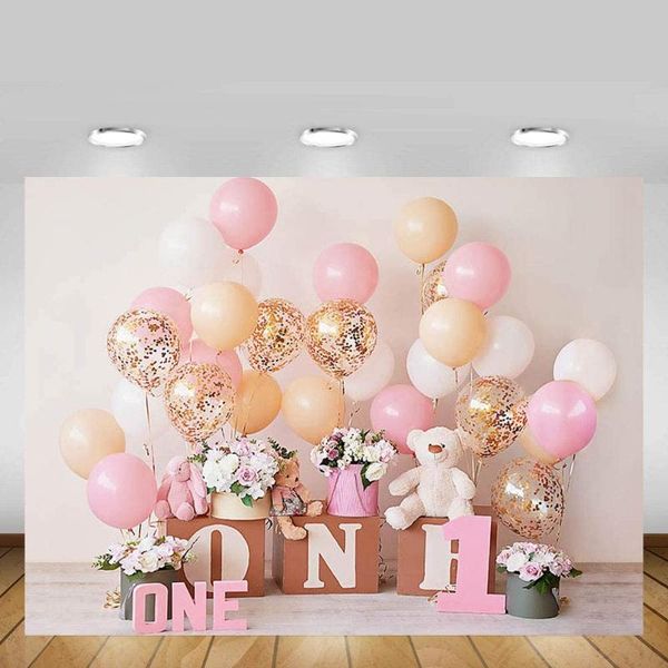 party decoration pink gold balloon first birthday backdrops for baby sweet floral background po studio banner
party decoration pink gold balloon first birthday backdrops for baby sweet floral background po studio banner