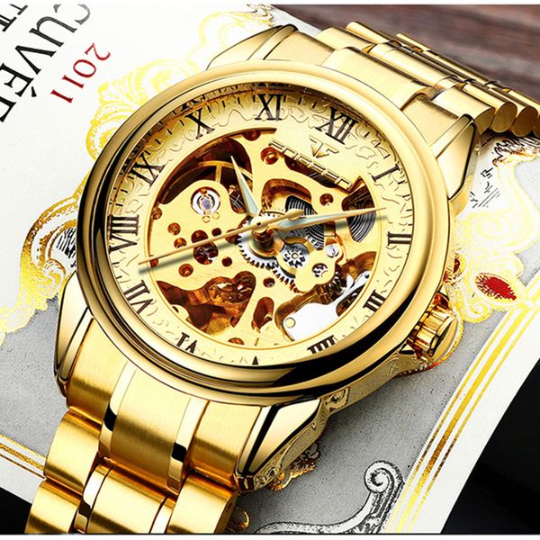 fngeen men luxury skeleton automatic winding mechanical watches gold stainless steel waterproof wristwatch male time hours 8866gg, Slivery;brown
fngeen men luxury skeleton automatic winding mechanical watches gold stainless steel waterproof wristwatch male time hours 8866gg, Slivery;brown