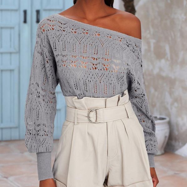 women's blouses & shirts hollow knit sweater autumn long sleeve solid color o-neck pullover leisure loose, White
women's blouses & shirts hollow knit sweater autumn long sleeve solid color o-neck pullover leisure loose, White