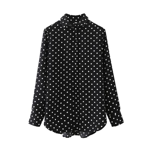 single breasted casaul blouse for women summer polka dot print lapel shirt female chic elegant straight lady 210430, White
single breasted casaul blouse for women summer polka dot print lapel shirt female chic elegant straight lady 210430, White