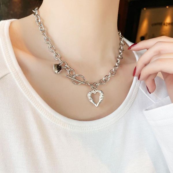 chains est punk hip hop korean fashion vintage personality thick chain heart pendant necklaces for women girls party jewelry 1n105, Silver
chains est punk hip hop korean fashion vintage personality thick chain heart pendant necklaces for women girls party jewelry 1n105, Silver