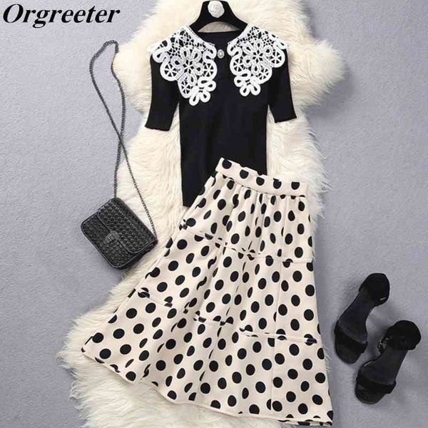 polka dot suits female summer runway diamond lace peter pan collar knitted and ball gown skirt two-piece sets 210525, White
polka dot suits female summer runway diamond lace peter pan collar knitted and ball gown skirt two-piece sets 210525, White