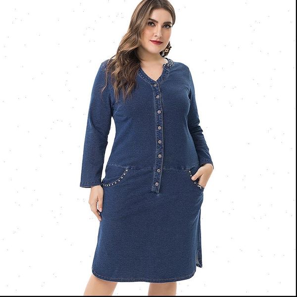 spring plus size denim elegant womens dresses clothing large long sleeve, Black;gray
spring plus size denim elegant womens dresses clothing large long sleeve, Black;gray