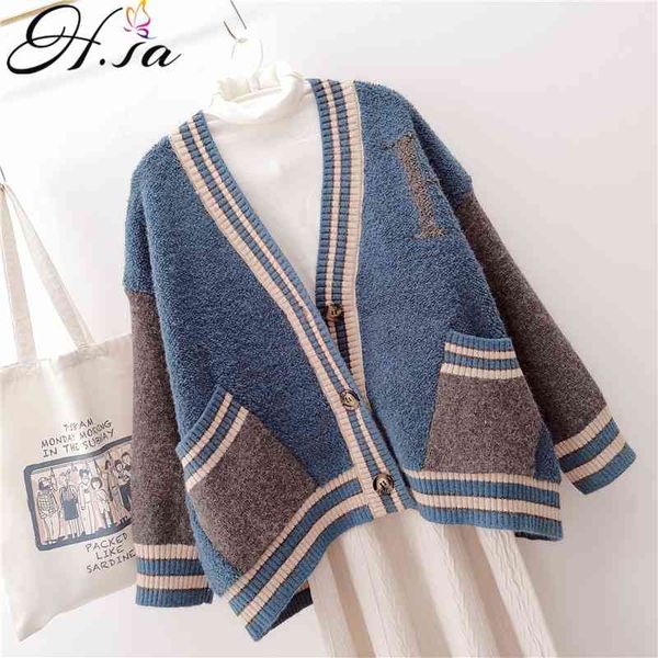 h.sa women sweater coat long sleeve oversized cardigans letter embroidery big pocket knit jumpers winter clothes 210417, White;black
h.sa women sweater coat long sleeve oversized cardigans letter embroidery big pocket knit jumpers winter clothes 210417, White;black