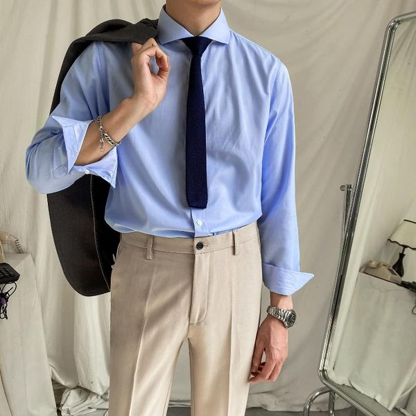 men's casual shirts 2021 men spring british style solid clothing slim fit male business formal wear dress blouse homme o262, White;black
men's casual shirts 2021 men spring british style solid clothing slim fit male business formal wear dress blouse homme o262, White;black