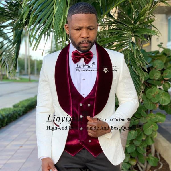 men's suits & blazers fashion white floral pattern mes wedding 3 pieces jacket burgundy vest pants groom tuxedos man prom party blazer, White;black
men's suits & blazers fashion white floral pattern mes wedding 3 pieces jacket burgundy vest pants groom tuxedos man prom party blazer, White;black