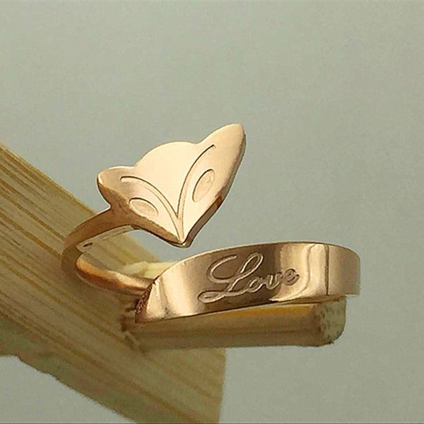 j3-405 korean version golden opening rose gold tail ring female little finger titanium steel love fox fairy, Silver
j3-405 korean version golden opening rose gold tail ring female little finger titanium steel love fox fairy, Silver
