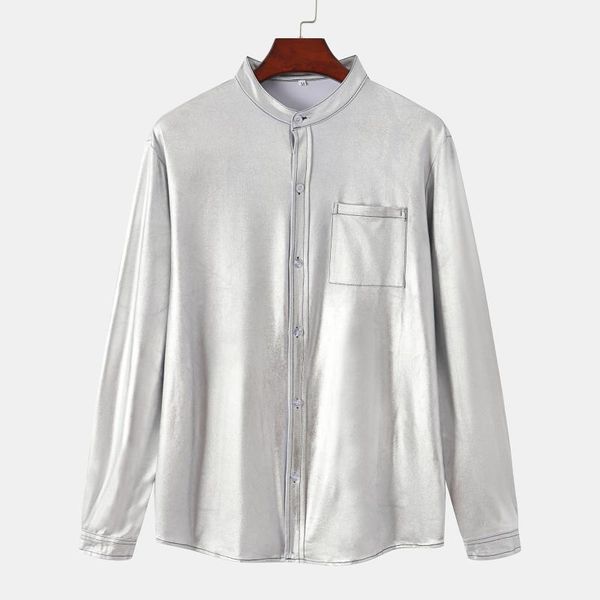 men's casual shirts fashion bright surface for men autumn winter long sleeve button pocket stand collar shirt chemise homme, White;black
men's casual shirts fashion bright surface for men autumn winter long sleeve button pocket stand collar shirt chemise homme, White;black