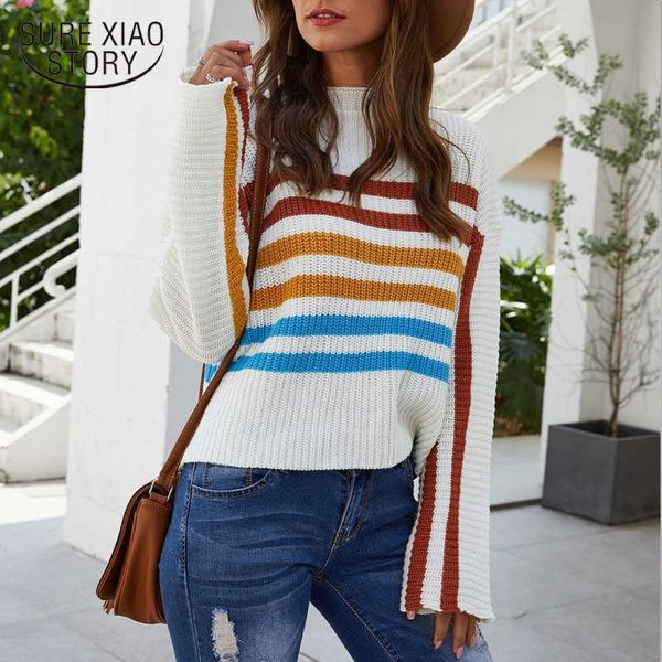 pull femme autumn women's striped short high waist loose lazy sweater round neck pullover sweaters women invierno 11756 210528, White;black
pull femme autumn women's striped short high waist loose lazy sweater round neck pullover sweaters women invierno 11756 210528, White;black