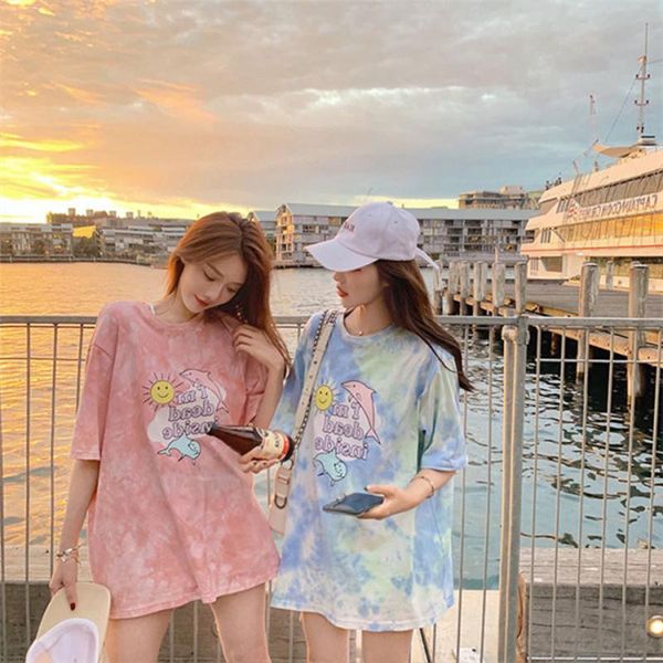 women's t-shirt summer female girlfriends loose korean trend tie-dye printing large size short-sleeved sisters street style, White
women's t-shirt summer female girlfriends loose korean trend tie-dye printing large size short-sleeved sisters street style, White