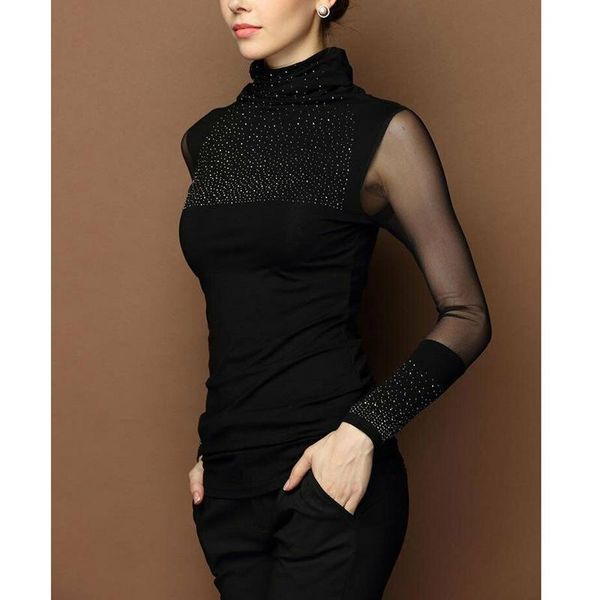 women's blouses & shirts fashion women diamond long sleeve mesh shirt ladies office lady work slim casual black tee clothes, White
women's blouses & shirts fashion women diamond long sleeve mesh shirt ladies office lady work slim casual black tee clothes, White