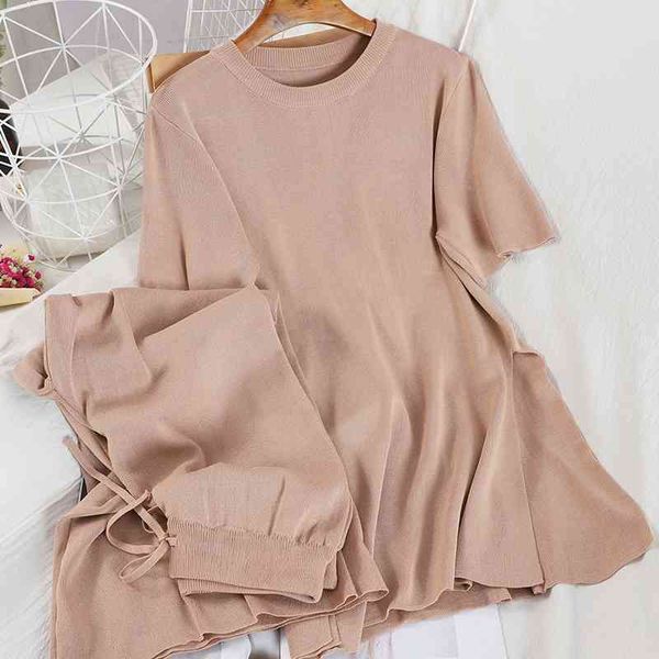 deat summer knitting suit women short sleeve long wide leg pants two piece set mj008 210331, Gray
deat summer knitting suit women short sleeve long wide leg pants two piece set mj008 210331, Gray