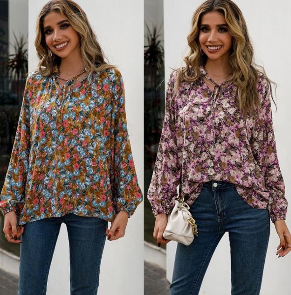 women's t-shirt loose casual long-sleeved v-neck printed shirt floral shirt blouse women, White
women's t-shirt loose casual long-sleeved v-neck printed shirt floral shirt blouse women, White
