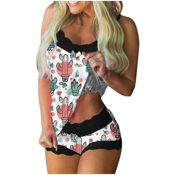 women's tracksuits women print pajamas sleeveless lace cami shorts lingerie sleepwear set fashion home ladies underwear, Gray
women's tracksuits women print pajamas sleeveless lace cami shorts lingerie sleepwear set fashion home ladies underwear, Gray