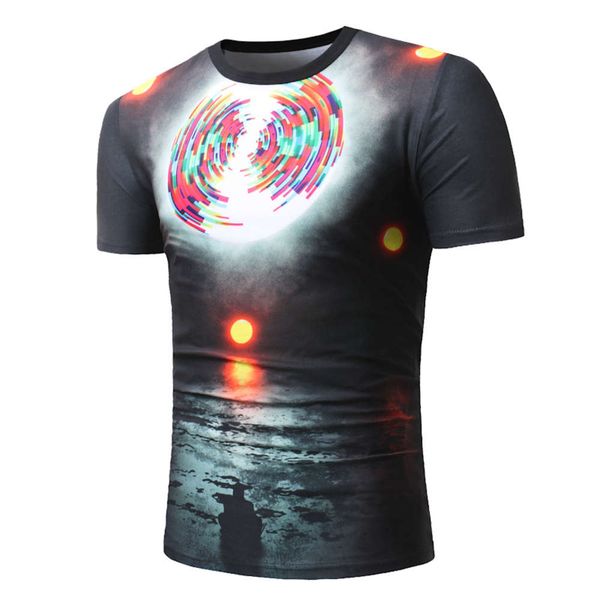 trend summer men's 3d printed short sleeve t-shirt, White;black