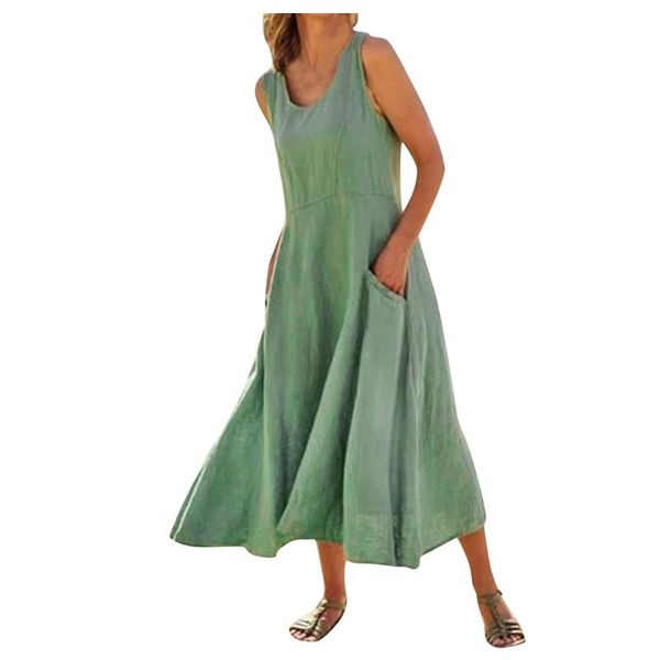 casual dresses solid cotton linen maxi dress women summer sleeveless pocket a-line loose long beach party sundress robe, Black;gray
casual dresses solid cotton linen maxi dress women summer sleeveless pocket a-line loose long beach party sundress robe, Black;gray