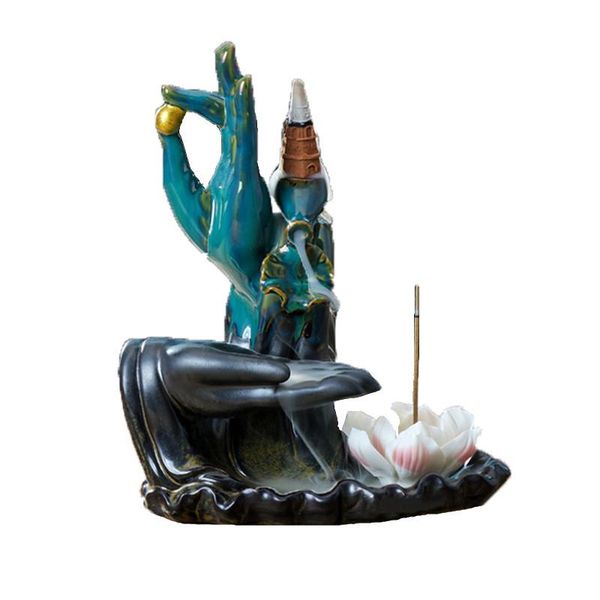 fragrance lamps ceramic bergamot lotus backflow incense burner buddha hand stick holder smoke waterfall censer home teahouse decor
fragrance lamps ceramic bergamot lotus backflow incense burner buddha hand stick holder smoke waterfall censer home teahouse decor