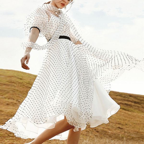 high neck see though polka dot white summer runway bow tie lantern short sleeve women dresses fit and flare bohemian chiffon long dress, Black;gray
high neck see though polka dot white summer runway bow tie lantern short sleeve women dresses fit and flare bohemian chiffon long dress, Black;gray