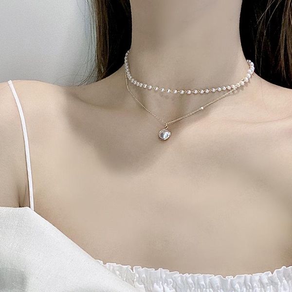 chains fashion contracted neck chain for girl double necklace sweet pearl necklaces gold clavicle women's jewelry gift, Silver
chains fashion contracted neck chain for girl double necklace sweet pearl necklaces gold clavicle women's jewelry gift, Silver