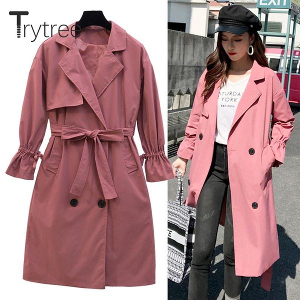 women's trench coats trytree autumn women casual pink windbreakers pockets sashes double breasted pleated sleeves office lady thin soli, Tan;black
women's trench coats trytree autumn women casual pink windbreakers pockets sashes double breasted pleated sleeves office lady thin soli, Tan;black