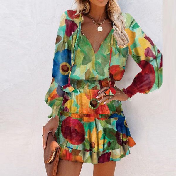 casual dresses 2021 spring floral print ruffle party elegant long sleeve drawstring mini dress v-neck loose vestidos, Black;gray
casual dresses 2021 spring floral print ruffle party elegant long sleeve drawstring mini dress v-neck loose vestidos, Black;gray
